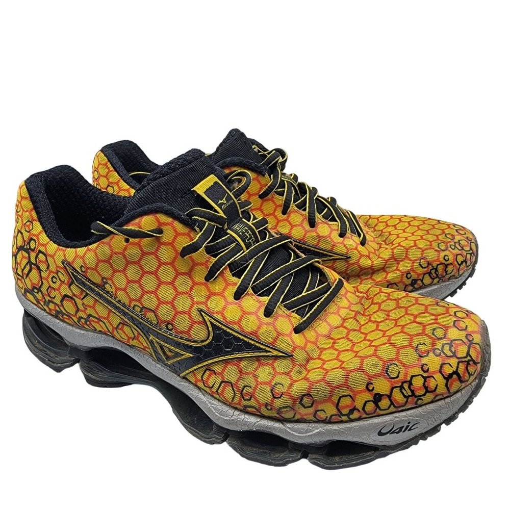 Mizuno Wave Prophecy 3 Mens Size 7.5 Black Yellow Running Shoes Honeycomb